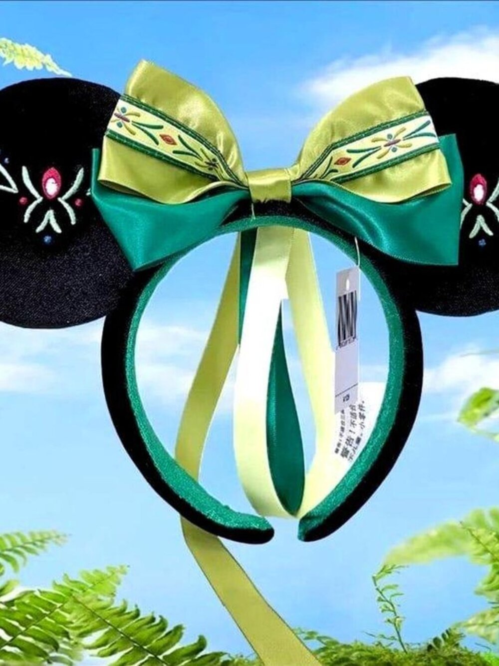 Disney Parks Frozen Ana Green Bow Minnie Mickey Ears Bow Headband